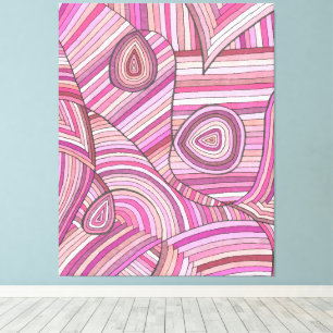 Lienzo Patrón geométrico abstracto rosa con líneas curvas