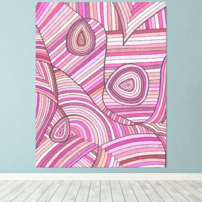 Lienzo Patrón geométrico abstracto rosa con líneas curvas (Insitu (piso de madera))