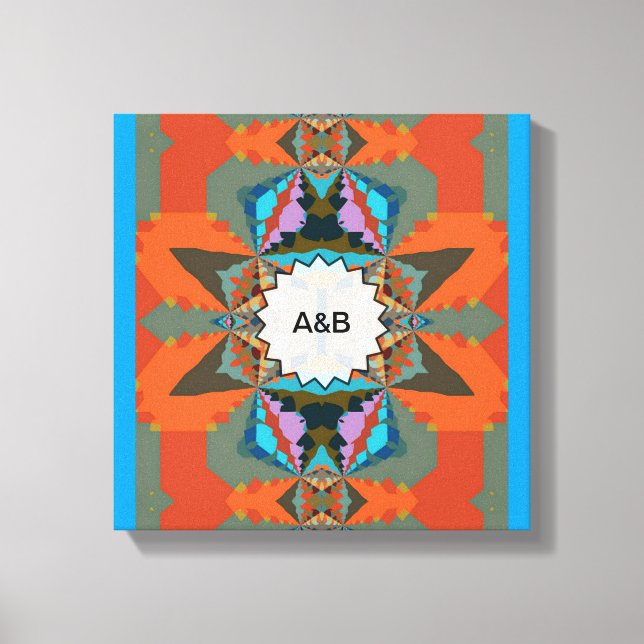 Lienzo Patrón geométrico colorido del sudoeste (Anverso)