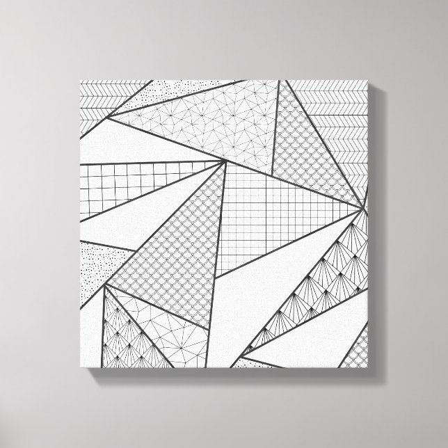 Lienzo Patrón geométrico de los triángulos blancos negros (Anverso)