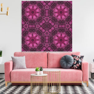 Lienzo Patrón geométrico rosa con resplandor de mandala f