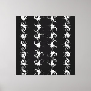 Lienzo Patrón lineal gótico en blanco y negro con volutas