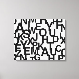 Lienzo Patrón moderno, abstracto, confuso con letras