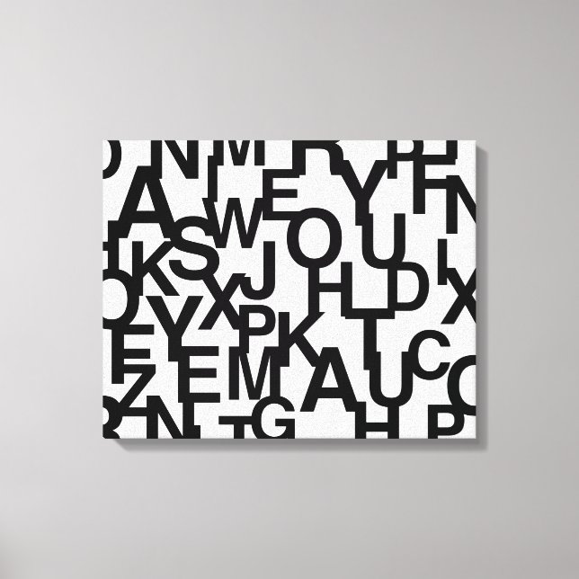 Lienzo Patrón moderno, abstracto, confuso con letras (Anverso)