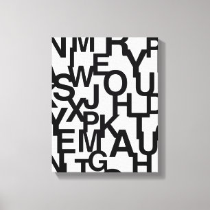Lienzo Patrón moderno, abstracto, confuso con letras