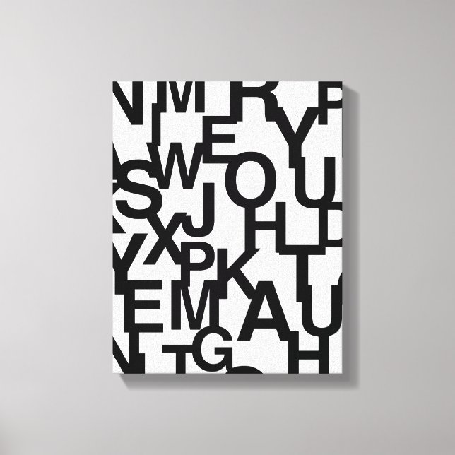 Lienzo Patrón moderno, abstracto, confuso con letras (Anverso)