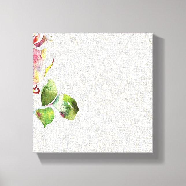 Lienzo Patrón Ornate Floral Con Rosa De Acuarela Rosa (Anverso)