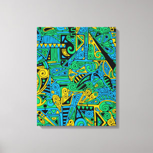 Lienzo Patrón Pintado A Mano Y Digitalmente Art. 21