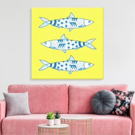 Lienzo Patrón portugués de sardinas de Lisboa Azulejos am