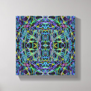 Lienzo Patrón psicodélico en verde, púrpura y negro