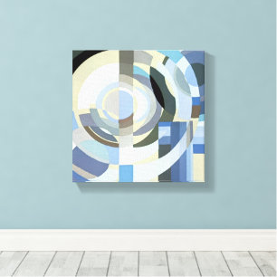 Lienzo Patrón Retro de Círculos Azules Art Déco Jazz Vint
