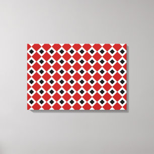 Lienzo Patrón rojo, blanco y negro de diamante
