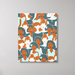 Lienzo Patrón sin fisuras con chicas negros y chicas blan