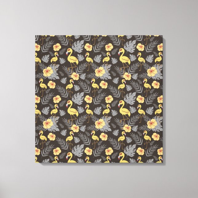 Lienzo Patrón sin fisuras de flor y hojas (Anverso)