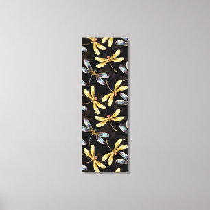 Lienzo Patrón sin foco con Dragonflies dorados