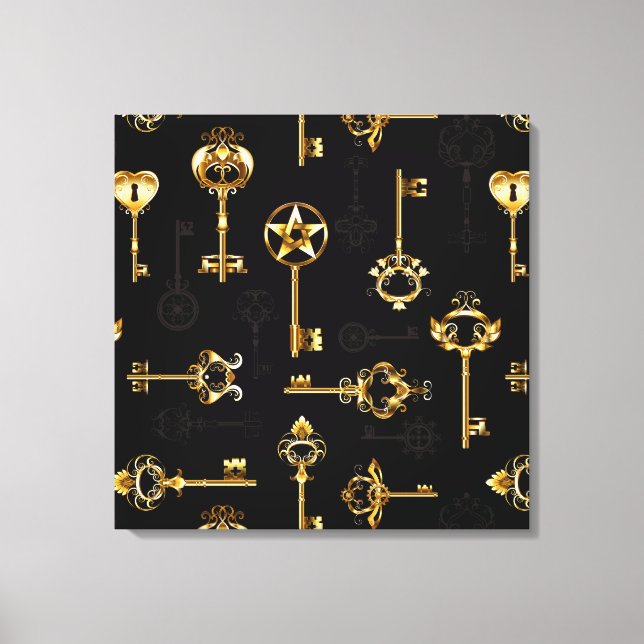 Lienzo Patrón sin inconvenientes con las teclas de oro (Anverso)