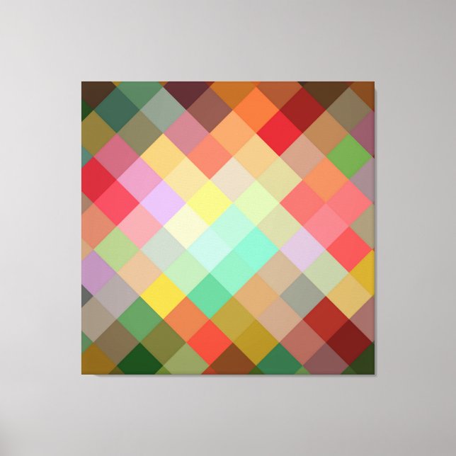 Lienzo Patrón sin soldadura de diamantes multicolor 2 (Anverso)