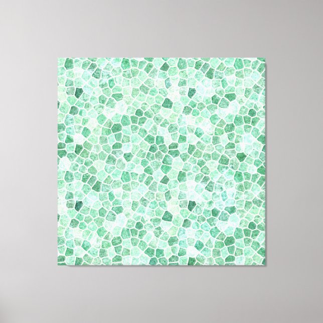 Lienzo Patrón Terrazo de Aqua Turquoise Cobled (Anverso)