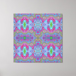Lienzo Patrón Trippy Multicolor Azul Cielo Ondulado