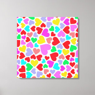 Lienzo Patrones de corazones coloridos lindos