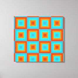 Lienzo Patrones geométricos Color Turquesa Naranja