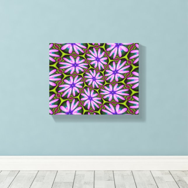 Lienzo Patrones margueritas púrpura (Insitu (piso de madera))