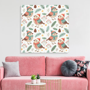 Lienzo Pattern Scandinavian Christmas Birds
