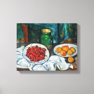 Lienzo Paul Cezanne - Bodegón con cerezas y melocotones