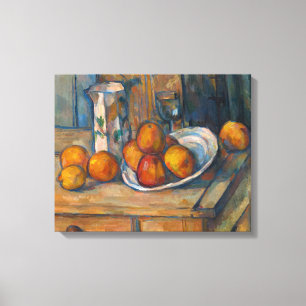 Lienzo Paul Cezanne - Bodegón con jarra de leche y frutas
