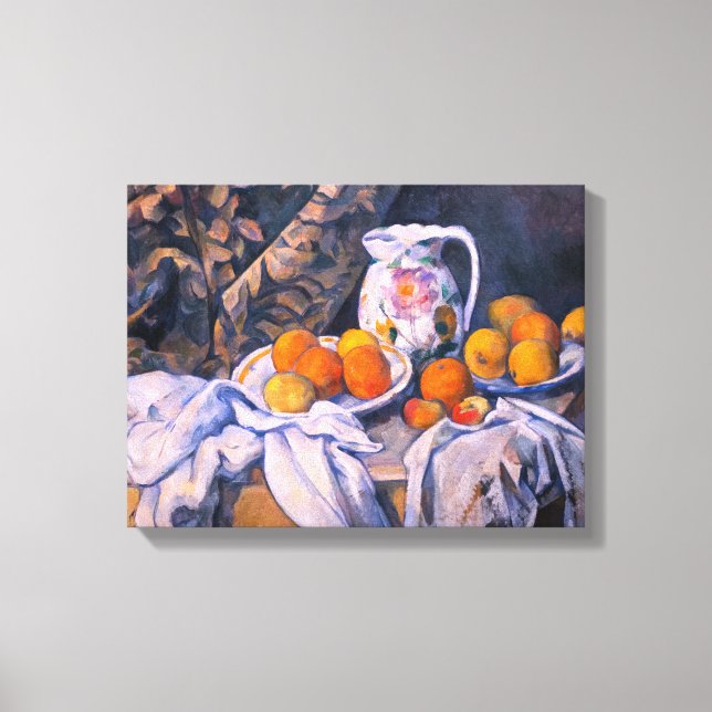 Lienzo Paul Cezanne - Bodegón con una cortina (Anverso)