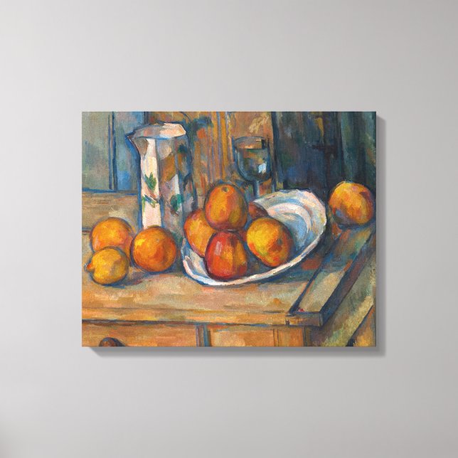 Lienzo Paul Cezanne - Todavía la vida con jugo de leche y (Anverso)