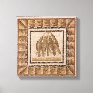 Lienzo Pavimento que representa cinco tordos, de EL-Jem