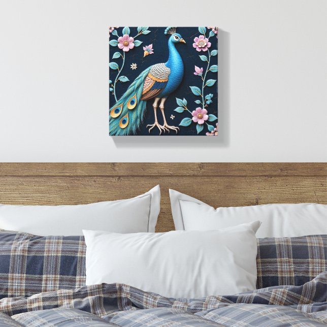 Lienzo Pavo real azul y dorado (Insitu(Dormitorio))