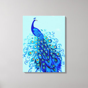Lienzo Pavo real en azul turquesa y cobalto