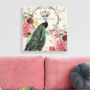 Lienzo Pavo y flores de primavera