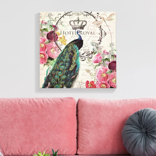 Lienzo Pavo y flores de primavera (Insitu (Sala de estar))
