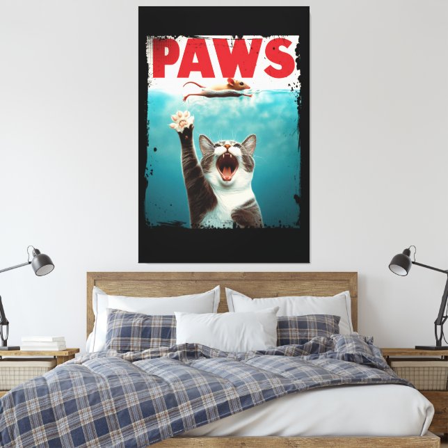 Lienzo PAWS Cat Mouse Parodia Al Poster De Películas De J (Insitu(Dormitorio))