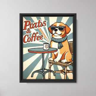 Lienzo "Paws & Coffee Retro Canvas Print - Guay Dog Café