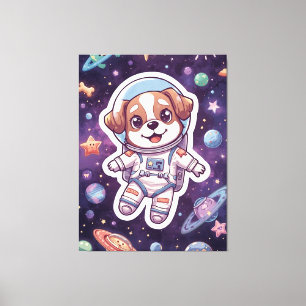 Lienzo Paws interestelares - Perro espacial en aventura