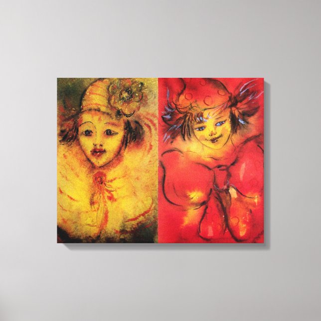 LIENZO PAYASOS EN AMARILLO Y ROJO (Anverso)