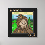 Lienzo Paz | Bigfoot Sasquatch Pop Art<br><div class="desc">Dibujo a mano de Bigfoot o Sasquatch con un estilo retro de arte pop sosteniendo un cartel de paz.</div>