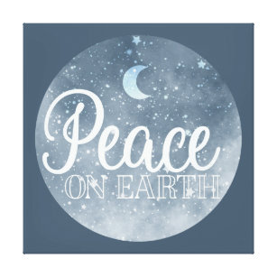 Lienzo Paz en la Tierra Luna Inspiradora y cielo nocturno