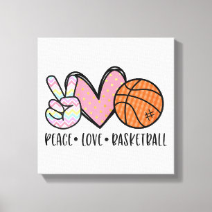 Lienzo Peace Love Basketball Heart for Women Adolescentes