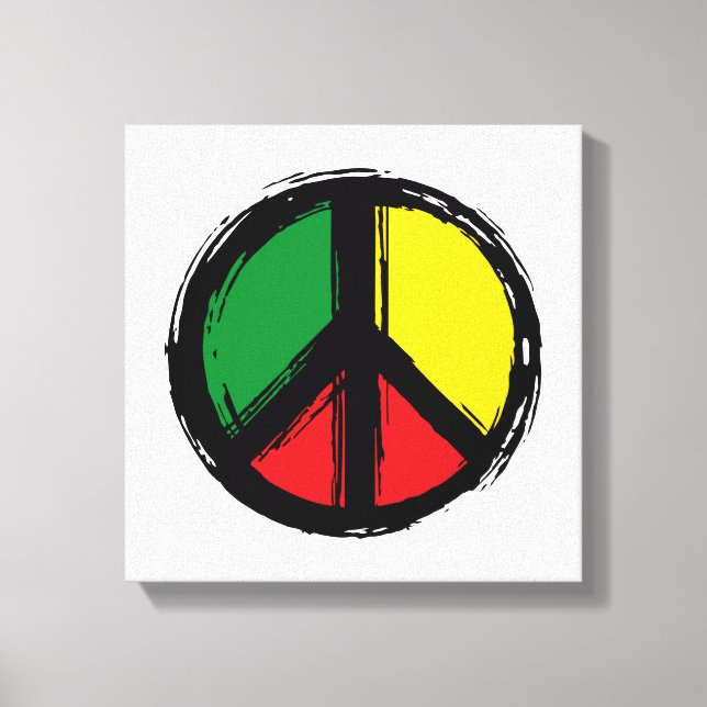 Lienzo Peace Symbol with reaggae colors (Anverso)