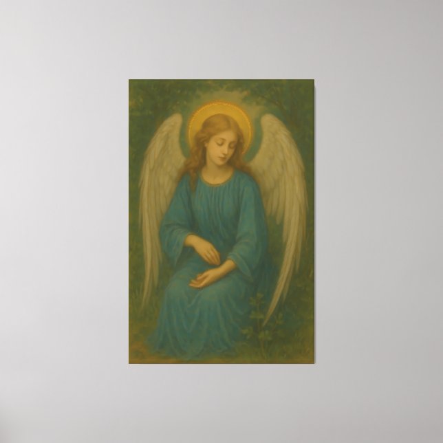 Lienzo Peaceful Prayer Angel – Golden Halo White Wing Gua (Anverso)