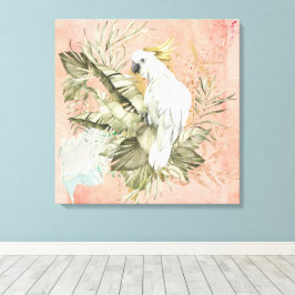 Lienzo Peach Grunge Boho Floral Bird