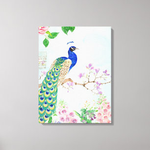 Lienzo Peacock Animals   Pájaro floral   Guay Peacock