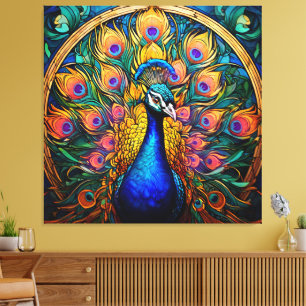 Lienzo Peacock con estilo de cristal contenido