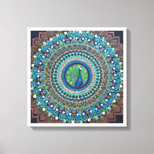 Lienzo Peacock Dot Mandala Art