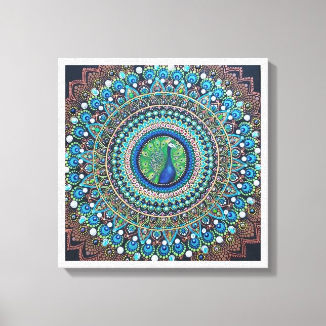 Lienzo Peacock Dot Mandala Art (Anverso)